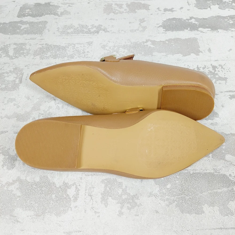 NEW Linea Paolo Mabel Tan Faux Leather Pointed Toe Loafers M728
